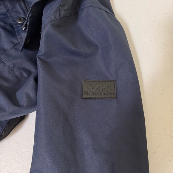 Michael Kors Rain Jacket Blue Red Hooded Button Up Full Zip Boy Girl Sz 10-12 - Picture 8 of 11